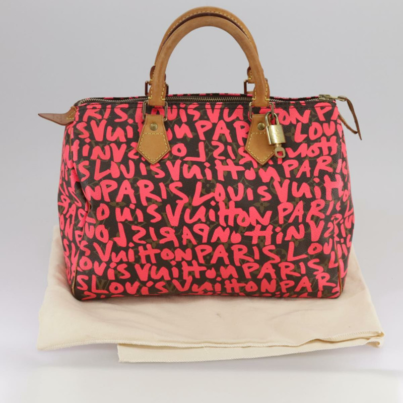 【日本直送】路易威登 Monogram Graffiti Speedy 30 手提包 粉紅色 M93704 LV 正品 105427M-11