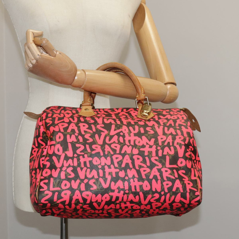 【日本直送】路易威登 Monogram Graffiti Speedy 30 手提包 粉紅色 M93704 LV 正品 105427M-23