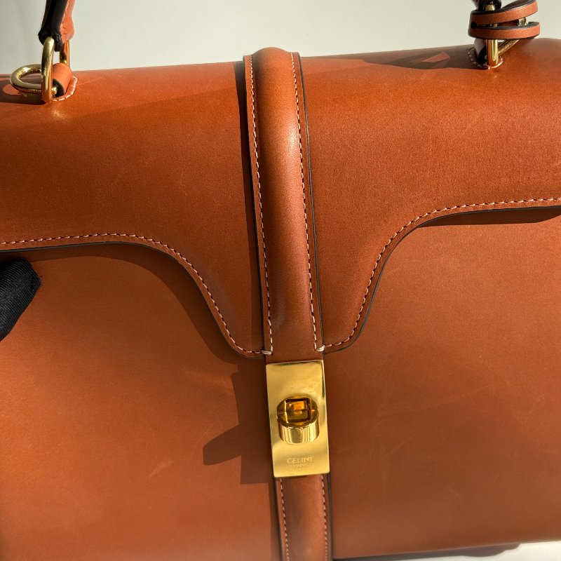 98新🙌🏻 Celine 瑟琳 Teen Soft 16 金棕金釦-13