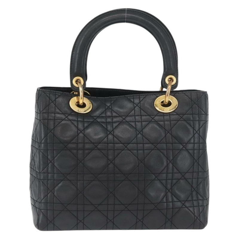 【日本直送】Christian Dior Lady Dior Canage 手袋,羊皮材質,黑色,金色,正品 BSZ177SAV-1