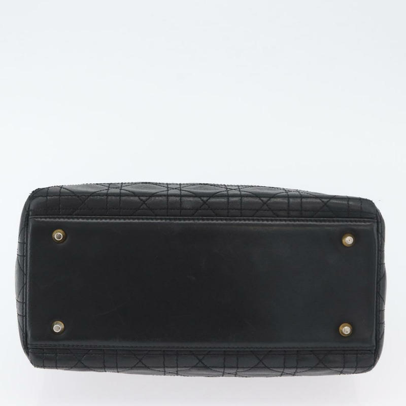 【日本直送】Christian Dior Lady Dior Canage 手袋,羊皮材質,黑色,金色,正品 BSZ177SAV-4