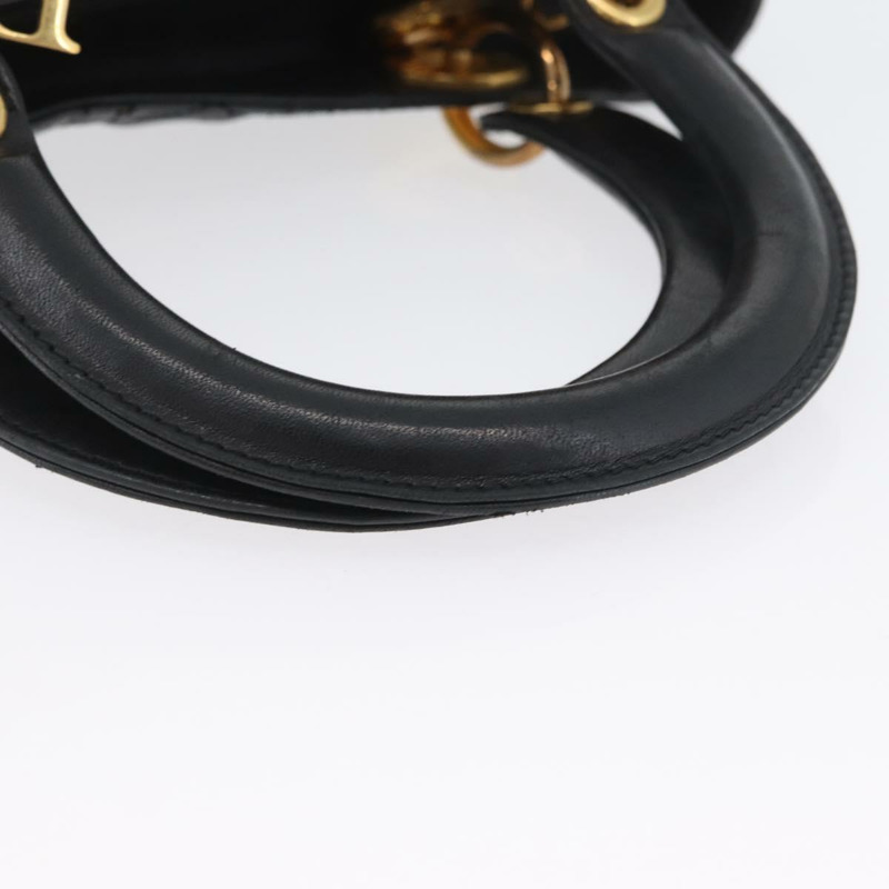 【日本直送】Christian Dior Lady Dior Canage 手袋,羊皮材質,黑色,金色,正品 BSZ177SAV-6