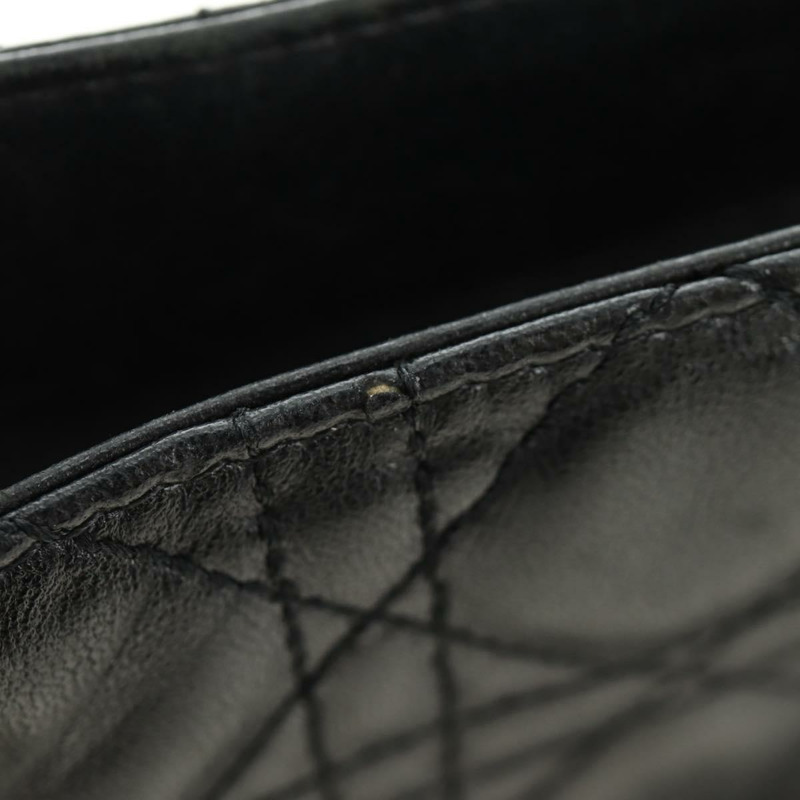 【日本直送】Christian Dior Lady Dior Canage 手袋,羊皮材質,黑色,金色,正品 BSZ177SAV-13