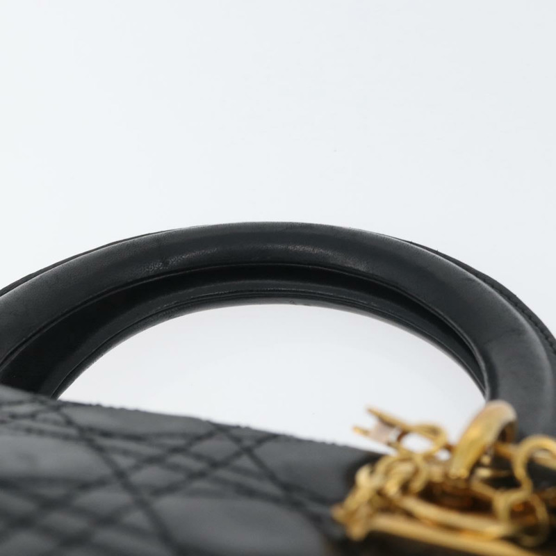 【日本直送】Christian Dior Lady Dior Canage 手袋,羊皮材質,黑色,金色,正品 BSZ177SAV-14