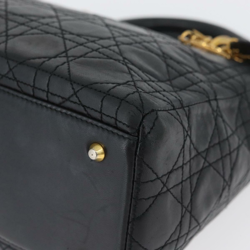 【日本直送】Christian Dior Lady Dior Canage 手袋,羊皮材質,黑色,金色,正品 BSZ177SAV-15