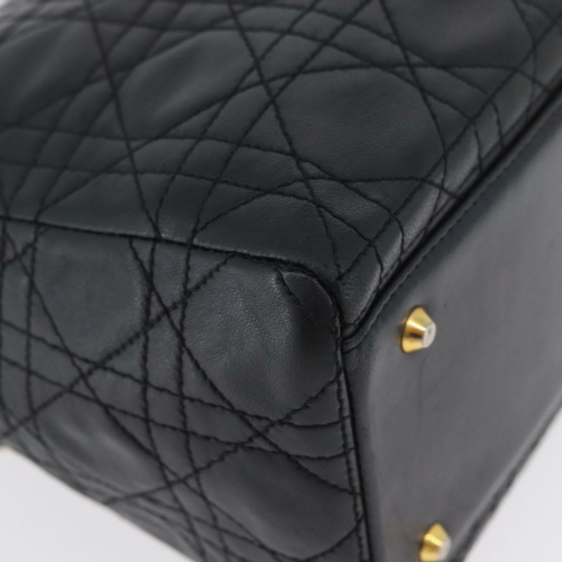 【日本直送】Christian Dior Lady Dior Canage 手袋,羊皮材質,黑色,金色,正品 BSZ177SAV-16