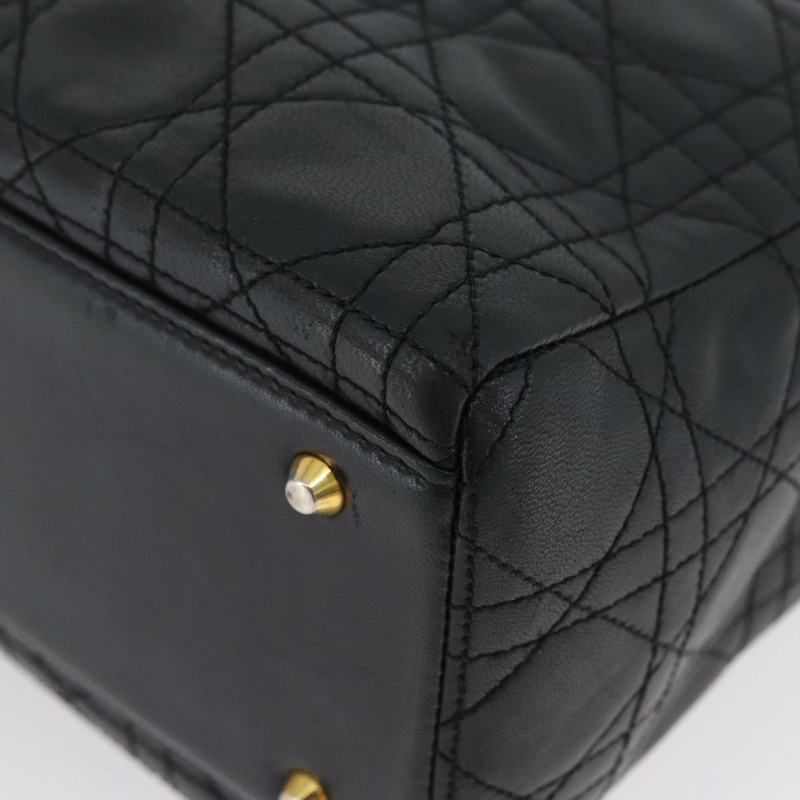 【日本直送】Christian Dior Lady Dior Canage 手袋,羊皮材質,黑色,金色,正品 BSZ177SAV-17