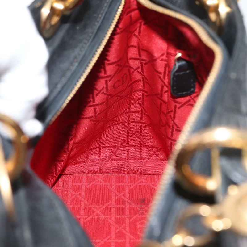 【日本直送】Christian Dior Lady Dior Canage 手袋,羊皮材質,黑色,金色,正品 BSZ177SAV-22