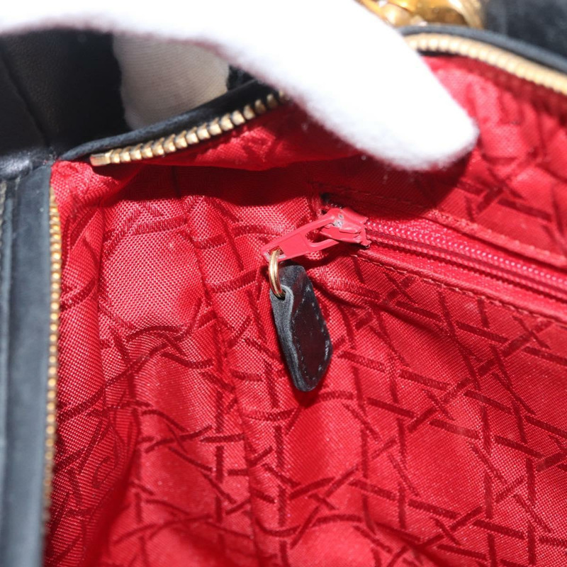 【日本直送】Christian Dior Lady Dior Canage 手袋,羊皮材質,黑色,金色,正品 BSZ177SAV-23