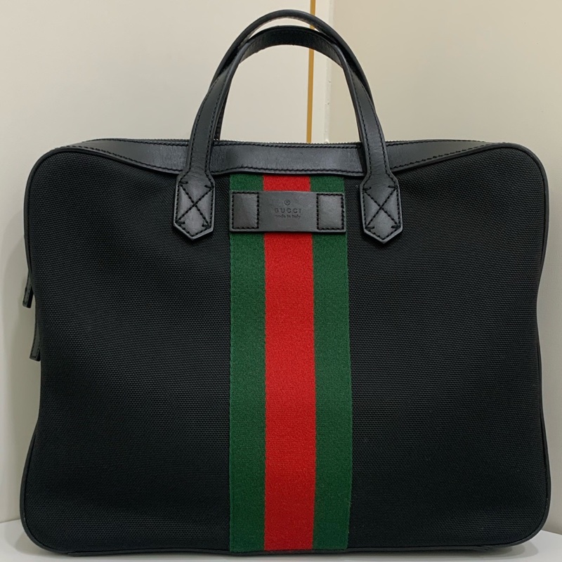 GUCCi/古馳 男士 黑色帆布手提公文包 無肩帶-0