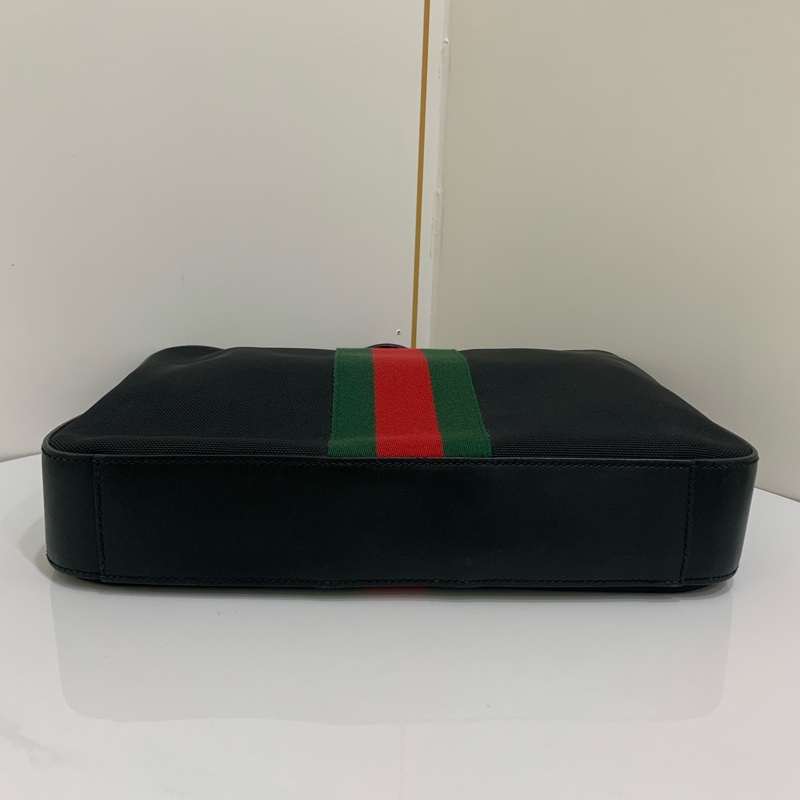 GUCCi/古馳 男士 黑色帆布手提公文包 無肩帶-4