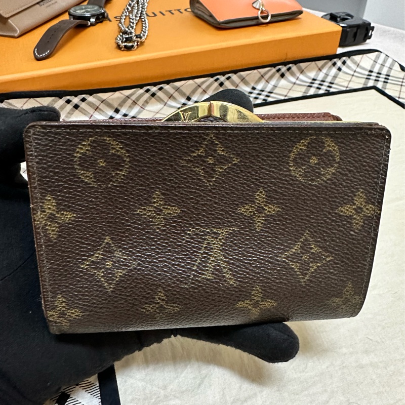 LV附零錢袋老花短夾-1