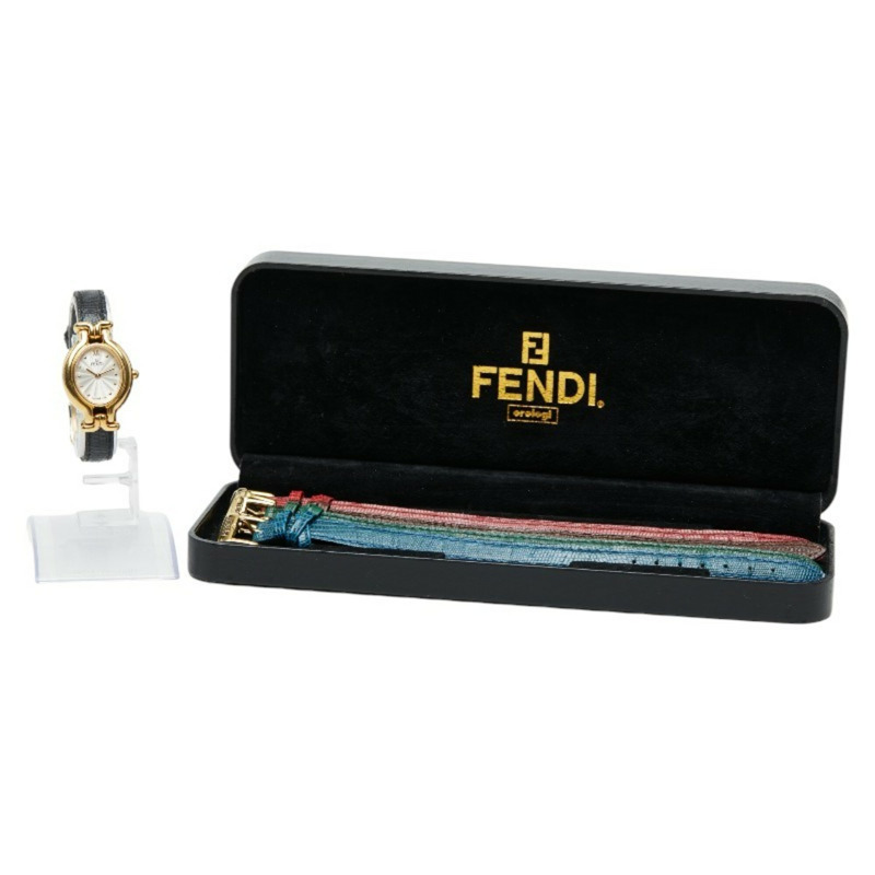 Fendi 變色龍錶圈 5 色腕錶 640L 石英銀色錶盤不鏽鋼皮革女錶 FENDI-8