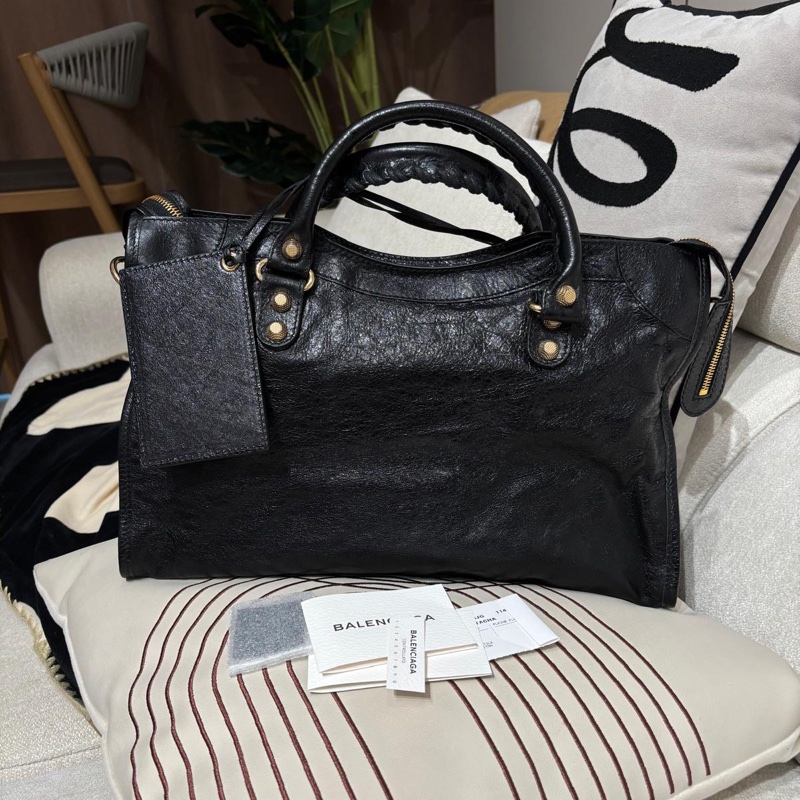 Balenciaga City Medium 黑色金扣-2