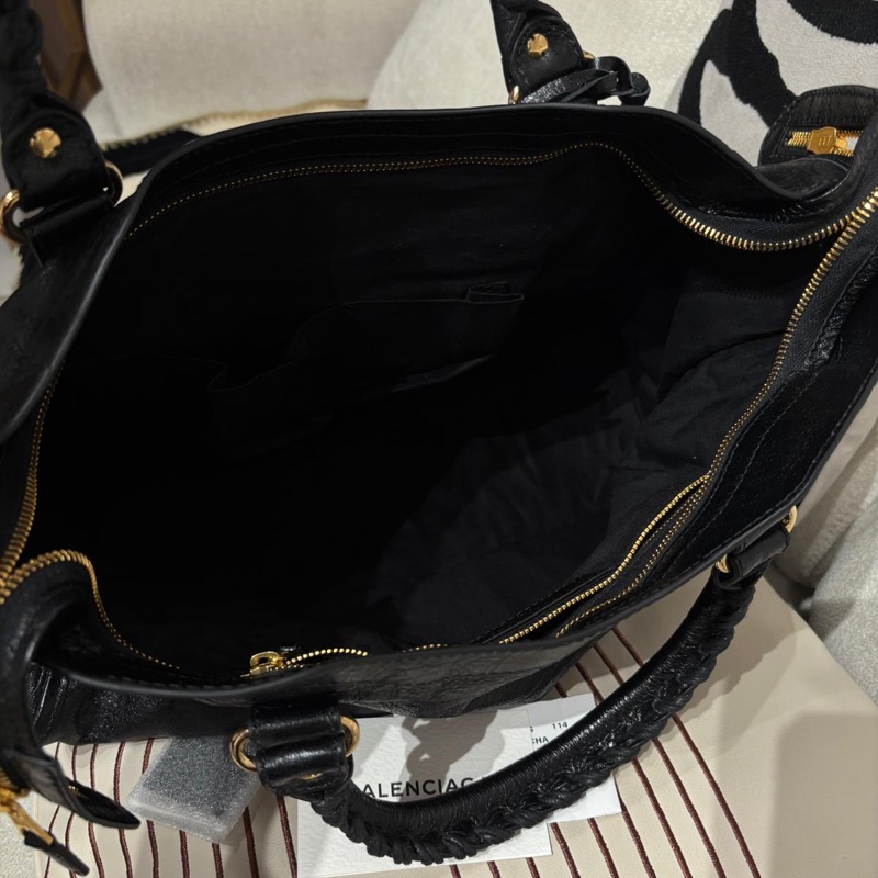 Balenciaga City Medium 黑色金扣-4