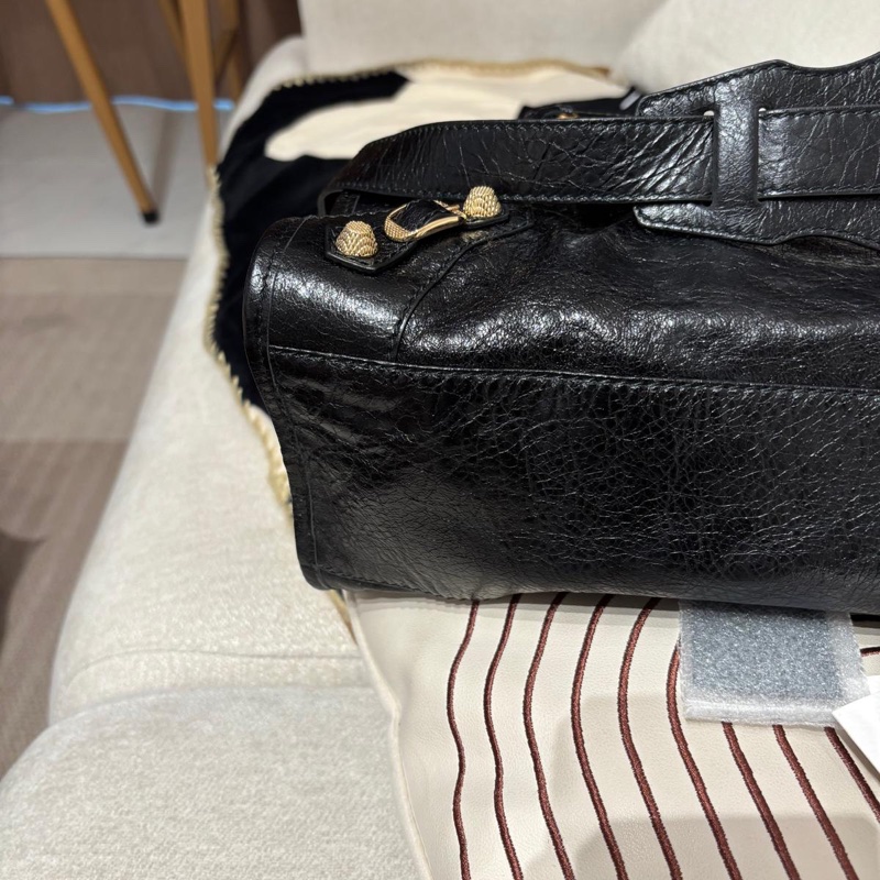 Balenciaga City Medium 黑色金扣-5