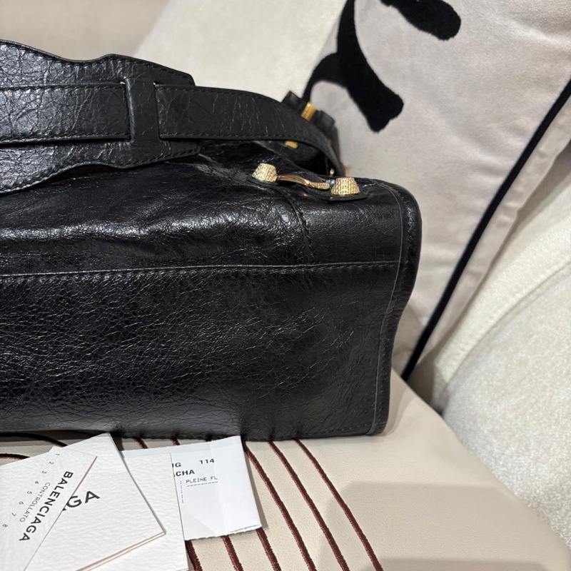 Balenciaga City Medium 黑色金扣-6