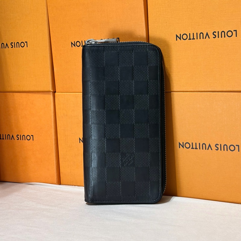 🔥近新美品 LV 路易威登 Louis Vuitton 黑棋盤格拉鏈10卡 長夾-2