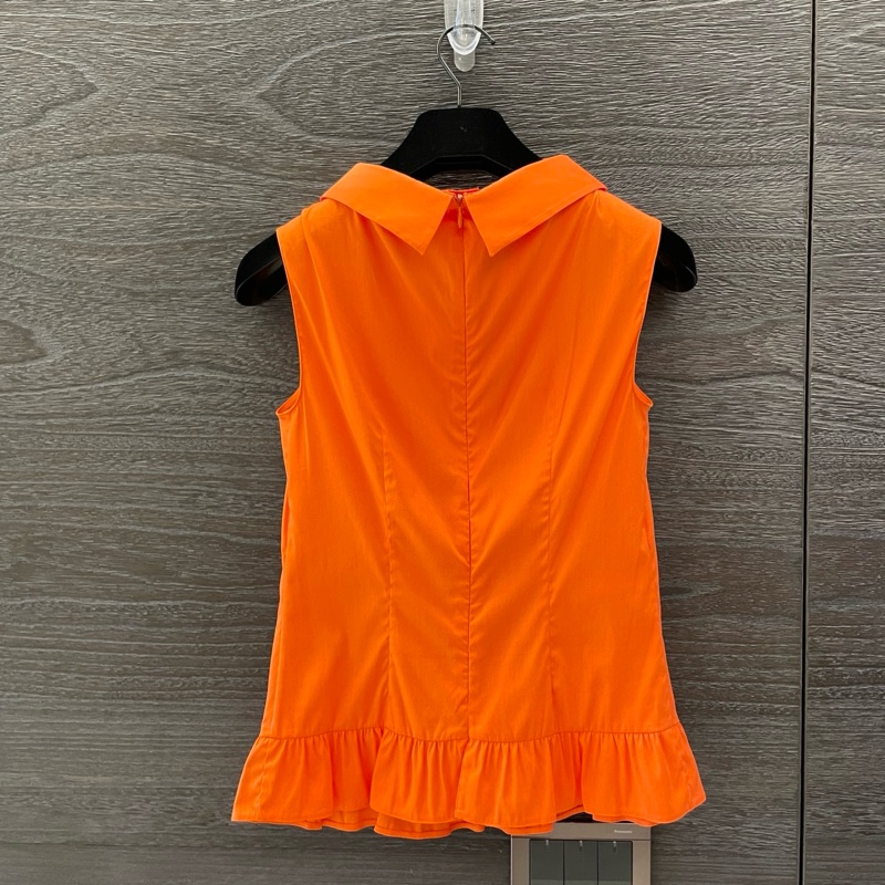 Prada 普拉達 橘色荷葉背心衣服/38號/98新美品-1
