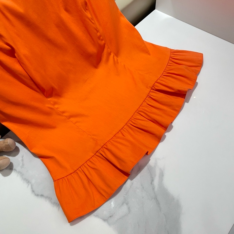 Prada 普拉達 橘色荷葉背心衣服/38號/98新美品-4