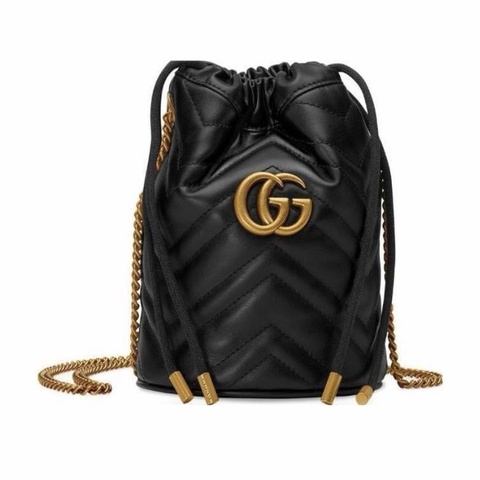 Gucci 女士 GG Marmont 系列迷你水桶包OS-UNI 均碼碼MINI、13cm*13cm*17cm