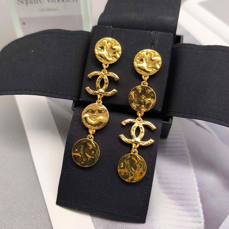 CHANEL香奈兒/24c 金幣設計 chanel耳環 chanel耳釘復古vintage 合金耳釘-0