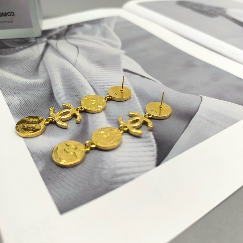 CHANEL香奈兒/24c 金幣設計 chanel耳環 chanel耳釘復古vintage 合金耳釘-1