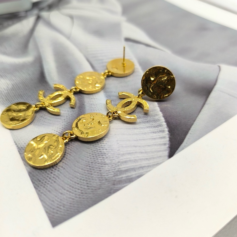 CHANEL香奈兒/24c 金幣設計 chanel耳環 chanel耳釘復古vintage 合金耳釘-2