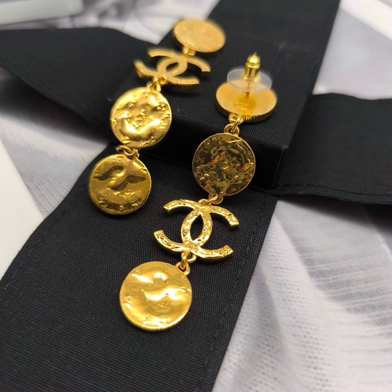CHANEL香奈兒/24c 金幣設計 chanel耳環 chanel耳釘復古vintage 合金耳釘-3