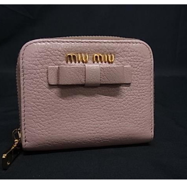 Miu Miu • 蝴蝶結金釦櫻花粉牛皮零錢包-2
