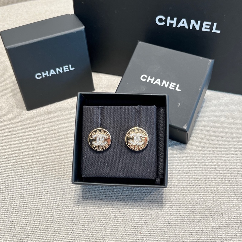 Chanel香奈兒金色紐扣耳釘 chanel耳環-0