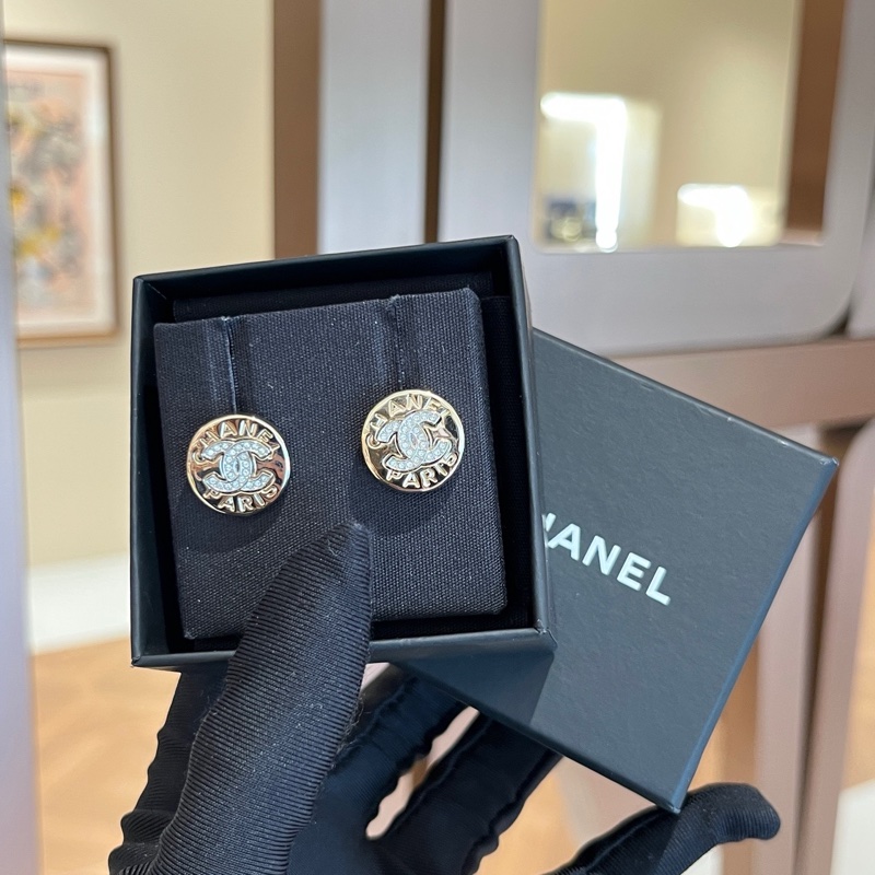 Chanel香奈兒金色紐扣耳釘 chanel耳環-1