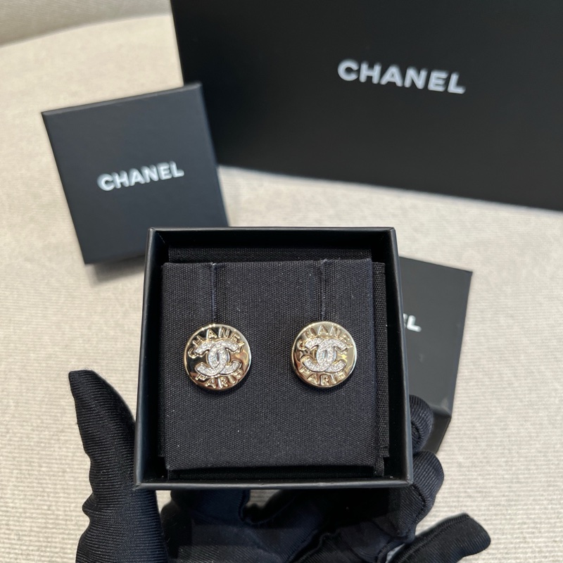 Chanel香奈兒金色紐扣耳釘 chanel耳環-2