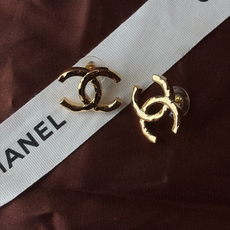 chanel香奈兒耳環 chanel耳環耳釘 金色復古 中古耳環-1