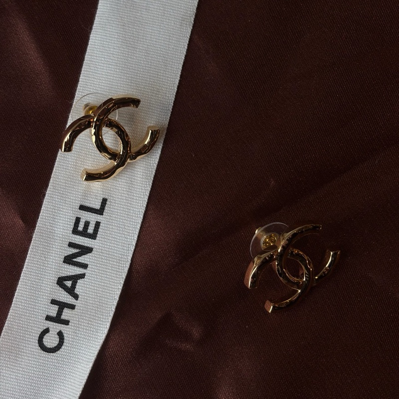 chanel香奈兒耳環 chanel耳環耳釘 金色復古 中古耳環-2