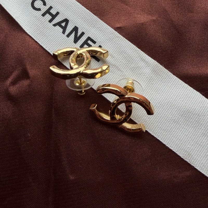 chanel香奈兒耳環 chanel耳環耳釘 金色復古 中古耳環-5