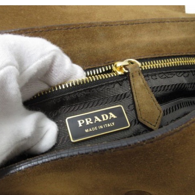 Prada • 稀有金棕色金釦麂皮雙子星腋下包-10