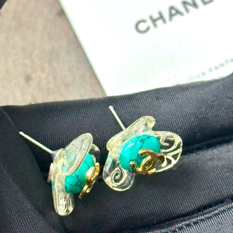 Chanel/ 香奈兒耳環 chanel耳釘雙C亞克力透明琉璃耳釘-2