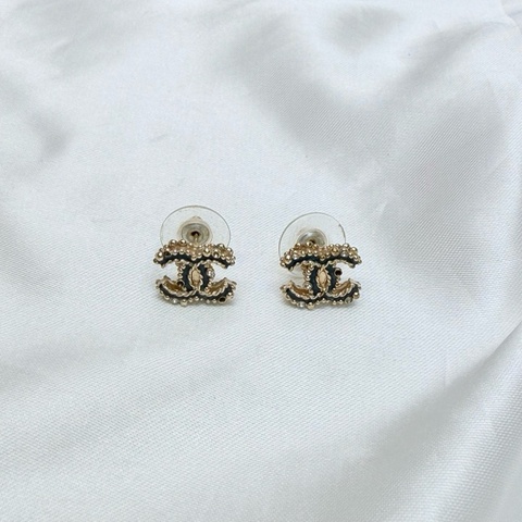 Chanel 香奈兒耳環 chanel耳釘 中古雙C耳釘 金屬/水鑽
