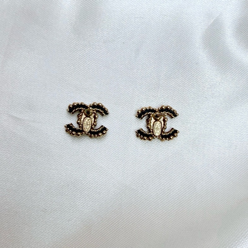 Chanel 香奈兒耳環 chanel耳釘 中古雙C耳釘 金屬/水鑽-2