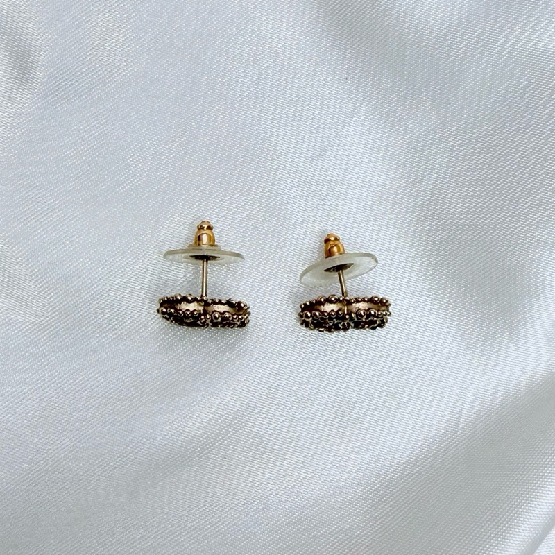 Chanel 香奈兒耳環 chanel耳釘 中古雙C耳釘 金屬/水鑽-3