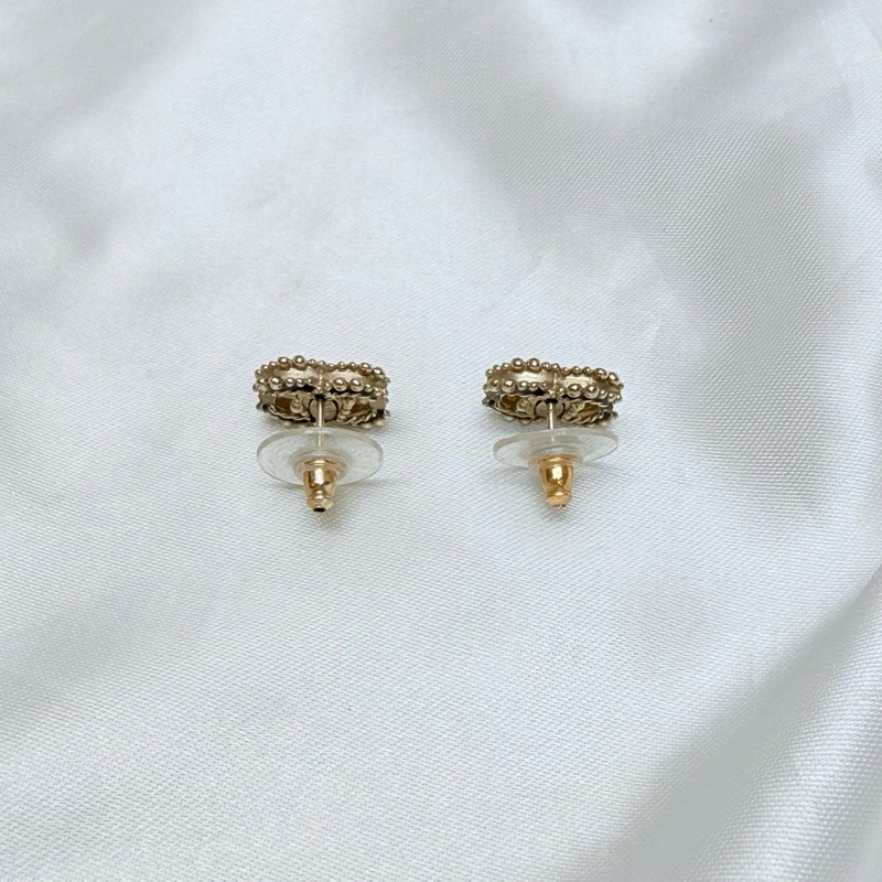 Chanel 香奈兒耳環 chanel耳釘 中古雙C耳釘 金屬/水鑽-4