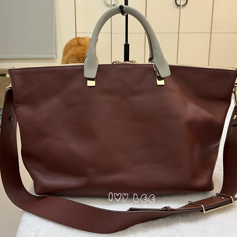 Chloé Baylee 系列 手提包 斜背包 紅棕色拼焦糖色 正品 二手精品-1