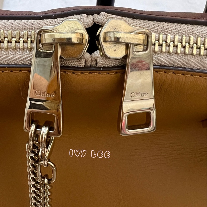 Chloé Baylee 系列 手提包 斜背包 紅棕色拼焦糖色 正品 二手精品-5