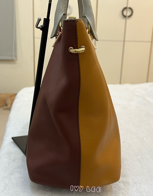 Chloé Baylee 系列 手提包 斜背包 紅棕色拼焦糖色 正品 二手精品-21