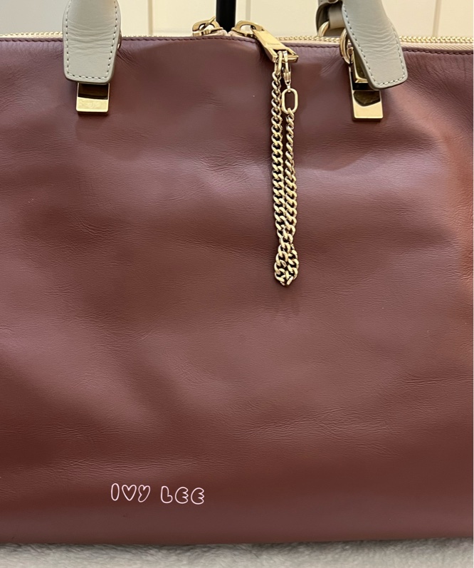 Chloé Baylee 系列 手提包 斜背包 紅棕色拼焦糖色 正品 二手精品-32