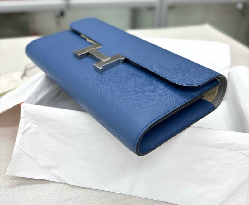 🌈Hermes💙Constance Wallet長銀包💙R2瑪瑙藍內拼4Z海鷗灰💙未使用閑置🌈Epsom皮🌟原膜在🌟有盒💙Constancewallet🌟constance🌟hermeswallet🌟愛馬仕🌟-3