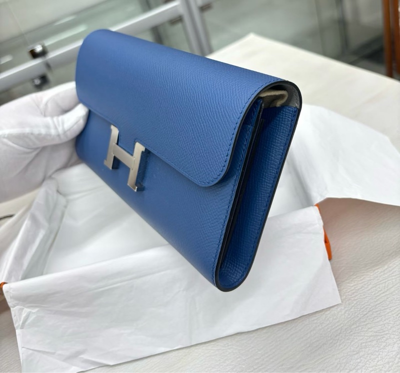 🌈Hermes💙Constance Wallet長銀包💙R2瑪瑙藍內拼4Z海鷗灰💙未使用閑置🌈Epsom皮🌟原膜在🌟有盒💙Constancewallet🌟constance🌟hermeswallet🌟愛馬仕🌟-5