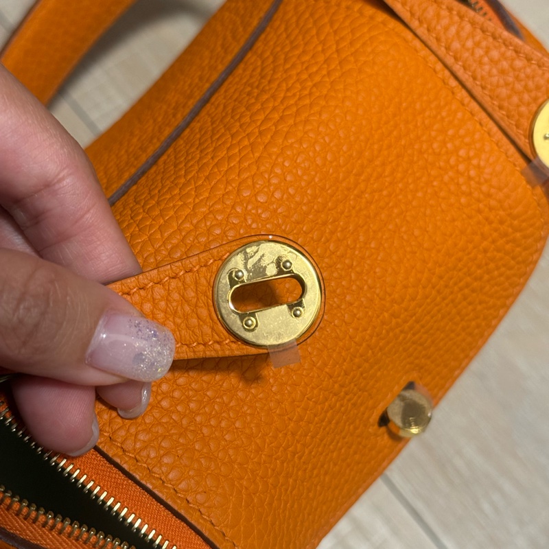 愛馬仕Hermes一代Mini Lindy火焰橙金釦-1