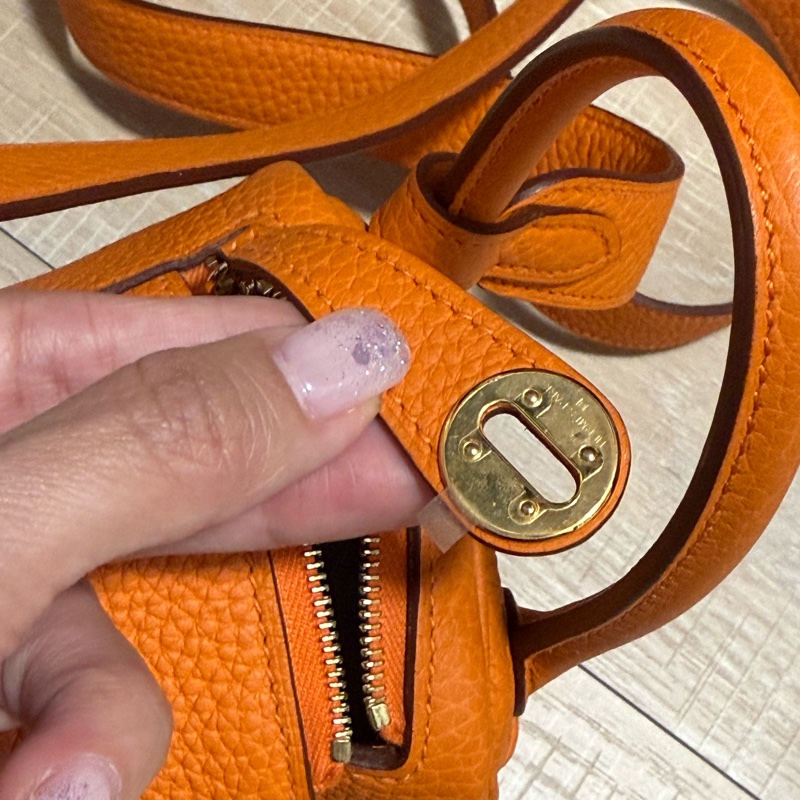 愛馬仕Hermes一代Mini Lindy火焰橙金釦-10